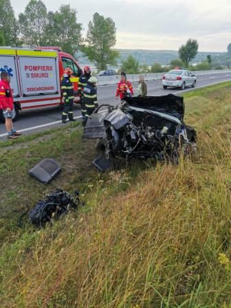 Accident rutier produs  pe DN1E60, în afara localității Mărtinești